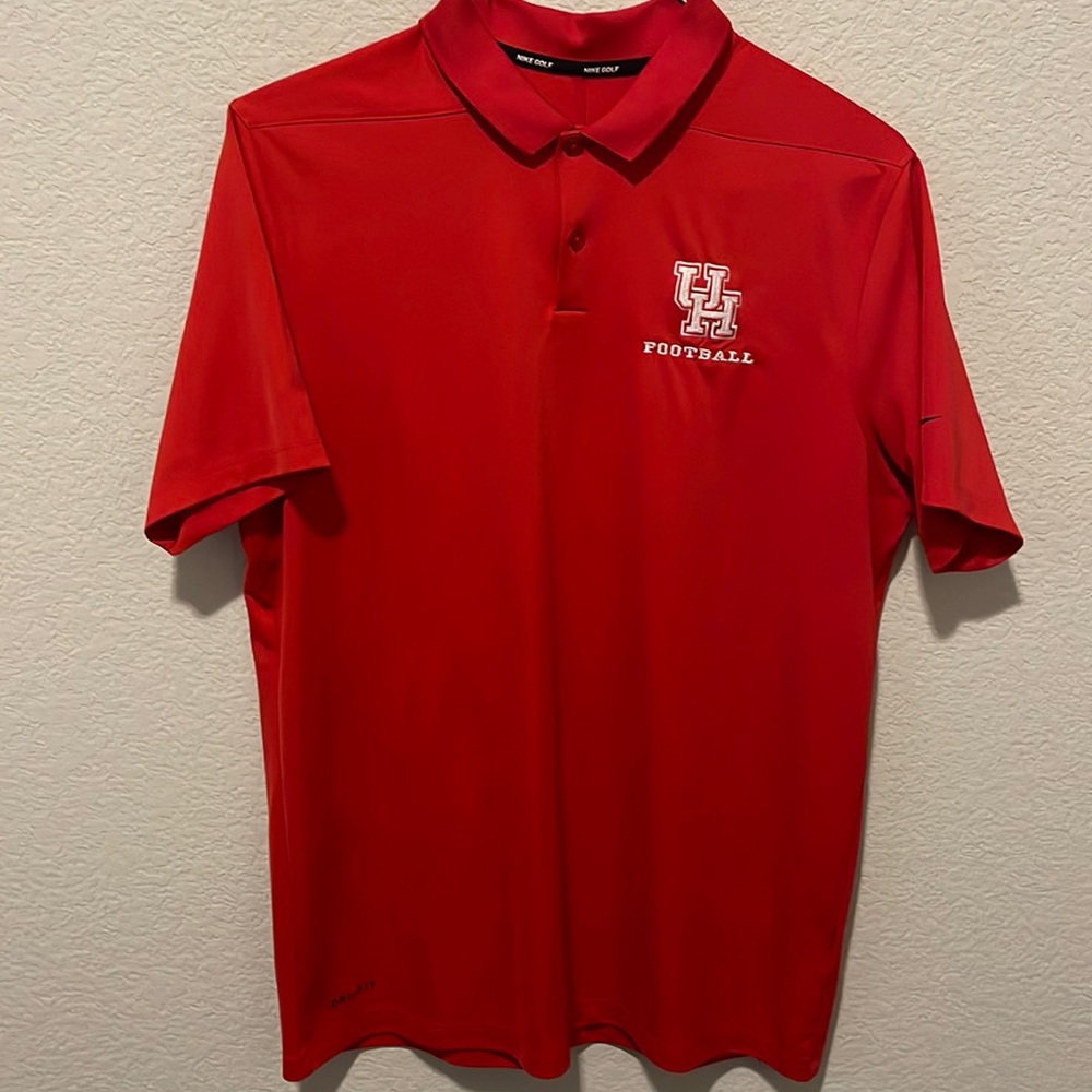 Red Nike University of Houston Football Polo Size Large